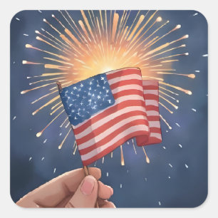 Amerikanische Flagge Patriotische Partei Quadratischer Aufkleber