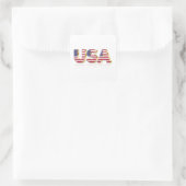Amerikanische Flagge Patriotische Typografie Quadratischer Aufkleber (Tasche)