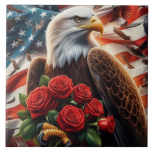 Amerikanische Flagge Patriotischer Adler Keramikfl Fliese