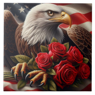 Amerikanische Flagge Patriotischer Adler Keramikfl Fliese