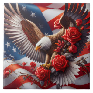 Amerikanische Flagge Patriotischer Adler Keramikfl Fliese