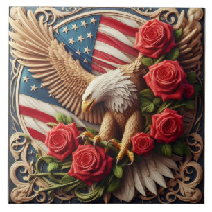 Amerikanische Flagge Patriotischer Adler Keramikfl Fliese