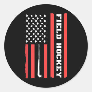 Amerikanische Flagge Patriotischer Feldhockey Usa Runder Aufkleber