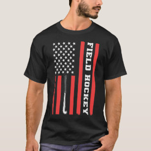 Amerikanische Flagge Patriotischer Feldhockey Usa T-Shirt