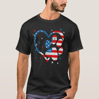 Amerikanische Flagge Patriotischer Hund & Katzenpf T-Shirt