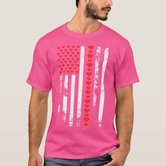 Amerikanische Flagge Patriotischer Valentinstag He T-Shirt
