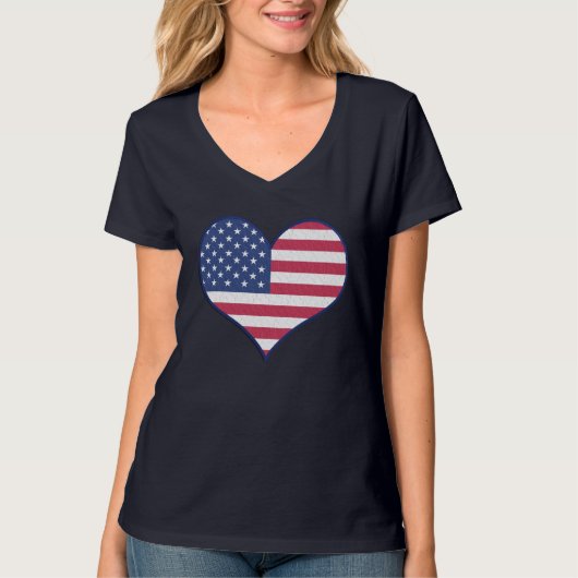 Amerikanische Flagge Patriotisches Herz T-Shirt (Vorderseite)