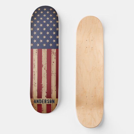 Amerikanische Flagge Patriotisches Personalisierte Skateboard (Vorderseite)