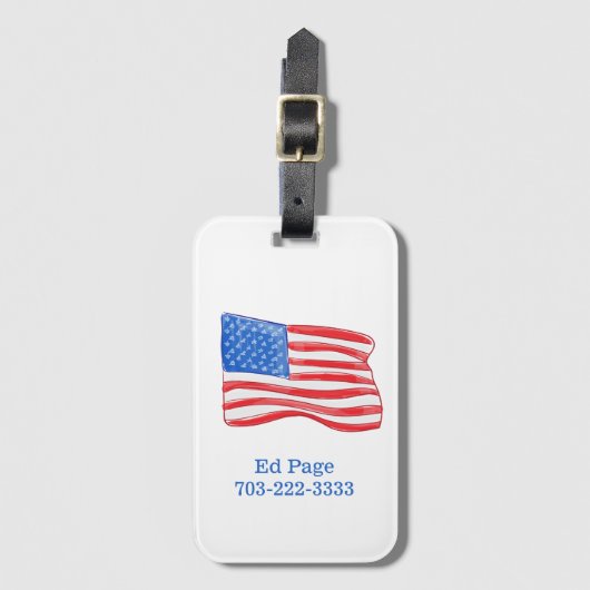 Amerikanische Flagge Personalisiert Gepäckanhänger (Vorderseite Vertikal)