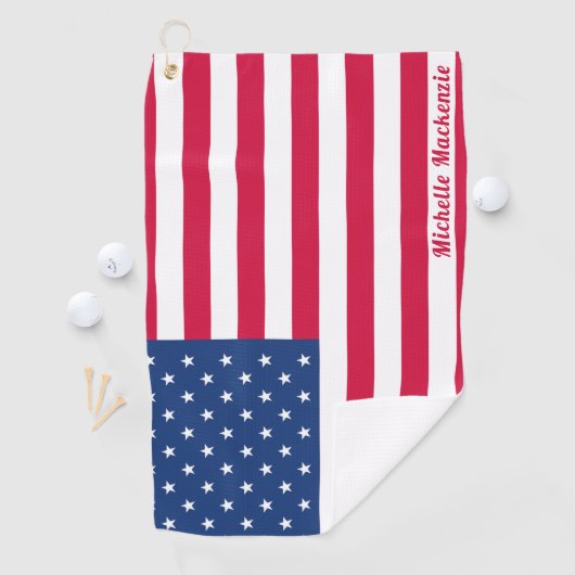 Amerikanische Flagge | Personalisiertes Golfhandtu Golfhandtuch (Insitu)