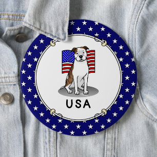 Amerikanische Flagge Pit Bull (lt brindle white 3) Button