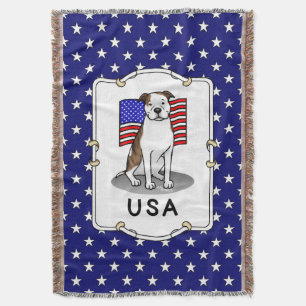 Amerikanische Flagge Pit Bull (lt brindle white 3) Decke