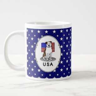 Amerikanische Flagge Pit Bull (lt brindle white 3) Jumbo-Tasse