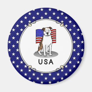 Amerikanische Flagge Pit Bull (lt brindle white 3) Magnet