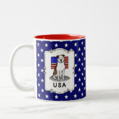 Amerikanische Flagge Pit Bull (lt brindle white 3) Zweifarbige Tasse (Links)