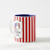 Amerikanische Flagge Pit Bull (lt brindle white 3) Zweifarbige Tasse (Vorderseite Links)