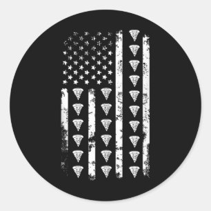 Amerikanische Flagge Pizza Essen USA Patriotismus Runder Aufkleber
