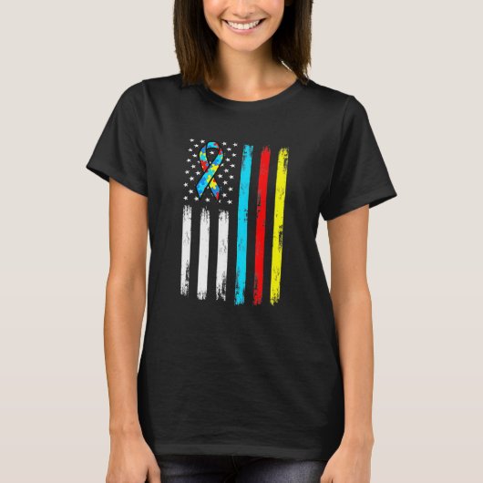 Amerikanische Flagge Puzzle Piece Ribbon Cool Auti T-Shirt (Vorderseite)