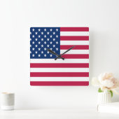 Amerikanische Flagge Quadratische Wanduhr (Zuhause)