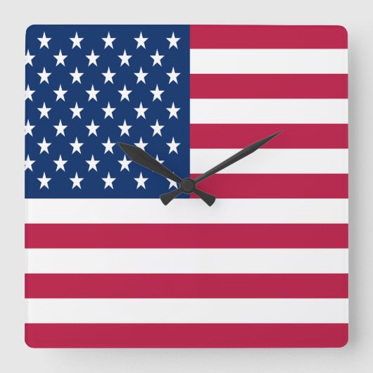 Amerikanische Flagge Quadratische Wanduhr (Vorderseite)