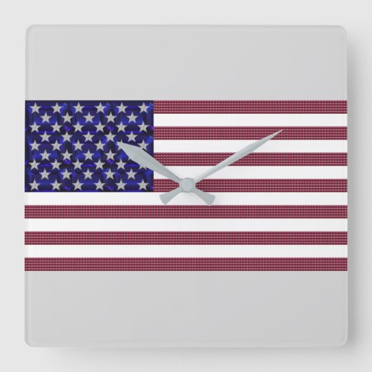 Amerikanische Flagge Quadratische Wanduhr (Vorderseite)