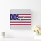 Amerikanische Flagge Quadratische Wanduhr (Zuhause)