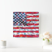 Amerikanische Flagge Quadratische Wanduhr (Zuhause)