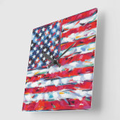 Amerikanische Flagge Quadratische Wanduhr (Winkel)