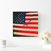 Amerikanische Flagge Quadratische Wanduhr (Zuhause)