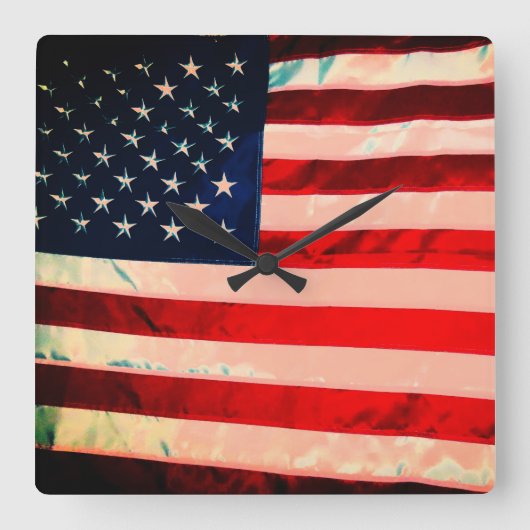 Amerikanische Flagge Quadratische Wanduhr (Vorderseite)