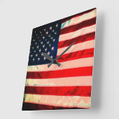 Amerikanische Flagge Quadratische Wanduhr (Winkel)