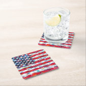 Amerikanische Flagge Rechteckiger Pappuntersetzer (Vor Ort)