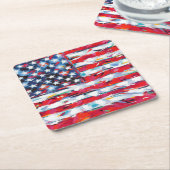 Amerikanische Flagge Rechteckiger Pappuntersetzer (angewinkelt)