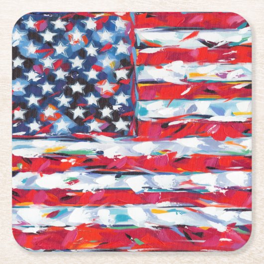 Amerikanische Flagge Rechteckiger Pappuntersetzer (Vorderseite)