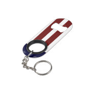 Amerikanische Flagge Red White Blue Starfish Cr Mini Flaschenöffner (Rückseite Schrägansicht)