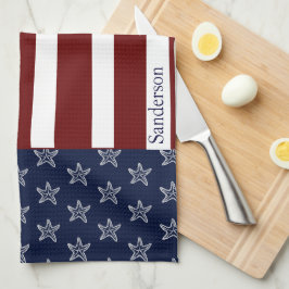Amerikanische Flagge Red White Blue Starfish Geschirrtuch