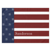 Amerikanische Flagge Red White Blue Starfish Tischdecke (Vorderseite (Horizontal))