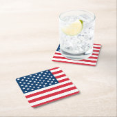 Amerikanische Flagge Red White und Blue Patriotic Rechteckiger Pappuntersetzer (Vor Ort)