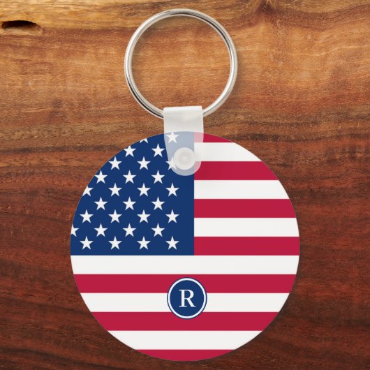 Amerikanische Flagge Red White und Blue Patriotic Schlüsselanhänger (Rückseite)