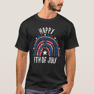 Amerikanische Flagge Regenbogen Happy 4. Juli USA  T-Shirt