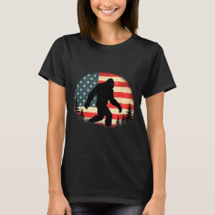 Amerikanische Flagge Retro Bigfoot Sasquatch Wande T-Shirt