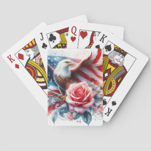 Amerikanische Flagge, Rose und Adler Spielkarten