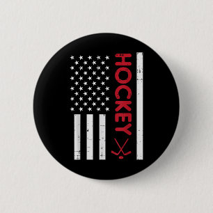 Amerikanische Flagge Rot Eishockey Vintage Patriot Button