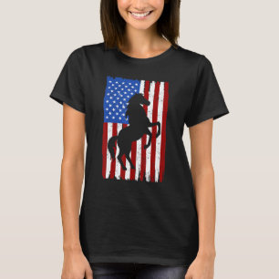 Amerikanische Flagge Rot Weiß Blau Pferde 4. Juli T-Shirt
