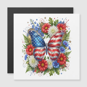 Amerikanische Flagge Rot Weiß Blau Schmetterling F Magnetkarte