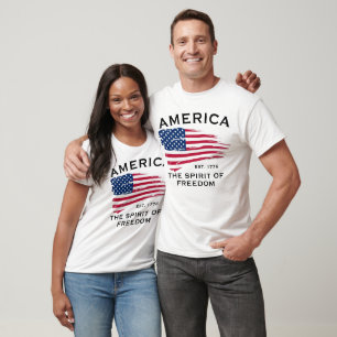 Amerikanische Flagge Rot Weiß Blau Streifen Sterne T-Shirt