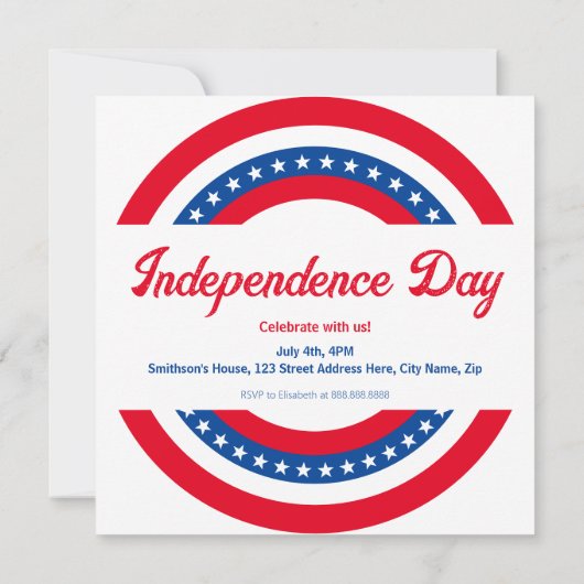 Amerikanische Flagge Rot Weiß und Blau 4. Juli Einladung (Rückseite)