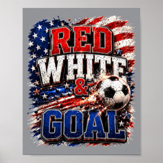 Amerikanische Flagge Rot Weiß Und Tor Fußball 4. J Poster