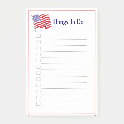 Amerikanische Flagge - rote Grenze Post-it Klebezettel (Vorderseite)