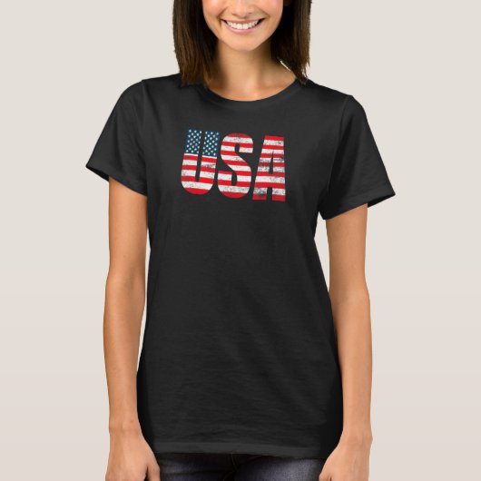 Amerikanische Flagge Rotes Weißes Blau Streifen Ju T-Shirt (Vorderseite)